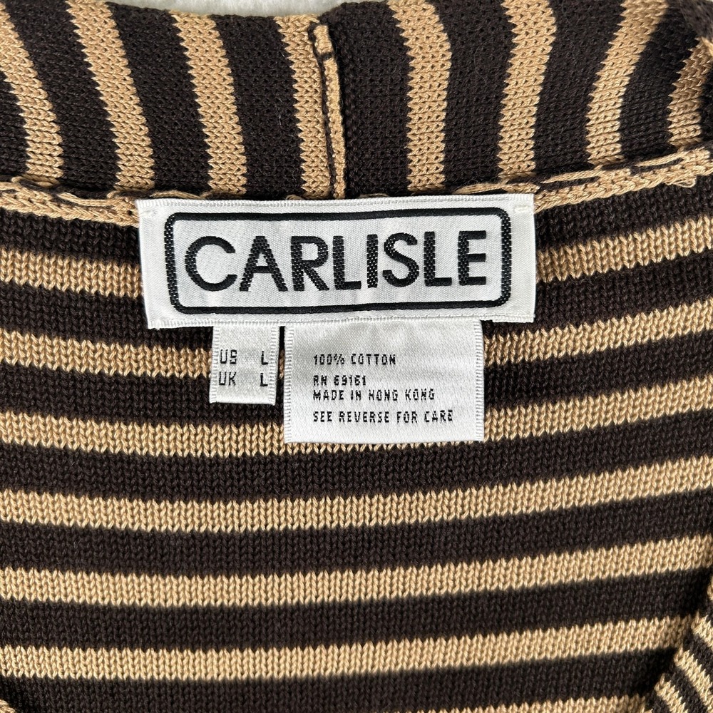 Vtg Carlisle Cardigan Sweater Womens Large Stripe Ruffle Rhinestone Button Y2K - Picture 6 of 11
